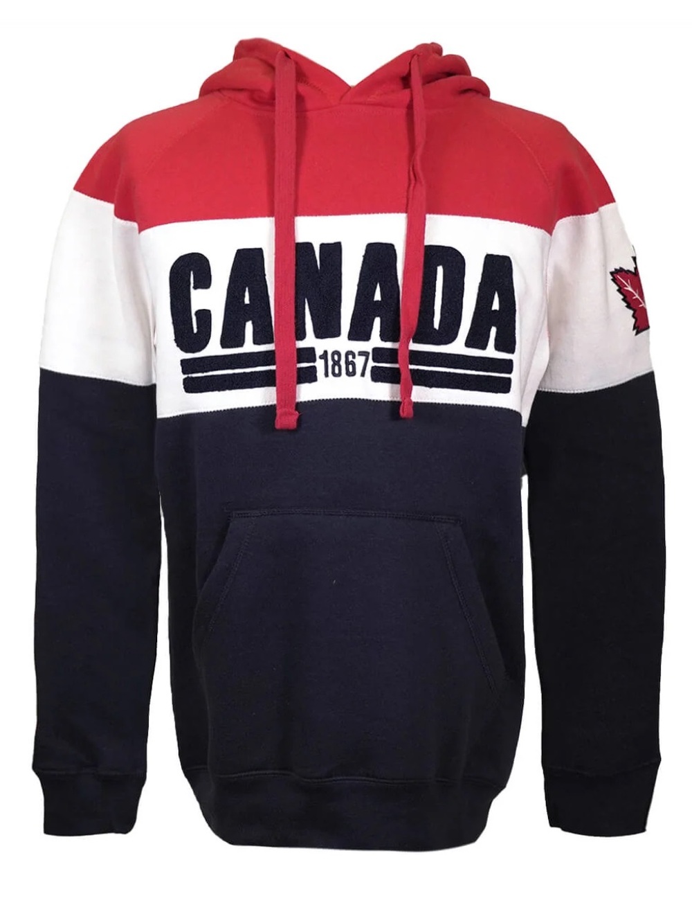 River Wear Hoodie Mens Large Wide Stripe Canada 1867 Chenille Letters Embroidery